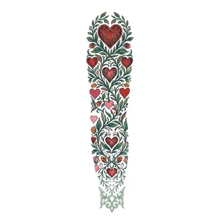 Color illustrative hearts tattoo design, drawn flat for a full sleeve