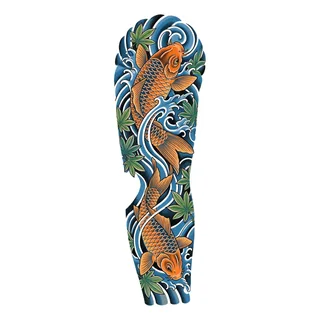 Color Japanese tattoo design, drawn flat for a full sleeve
