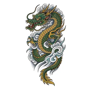 Color traditional tattoo design, drawn flat for a full sleeve