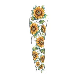 Color watercolor tattoo design, drawn flat for a full sleeve