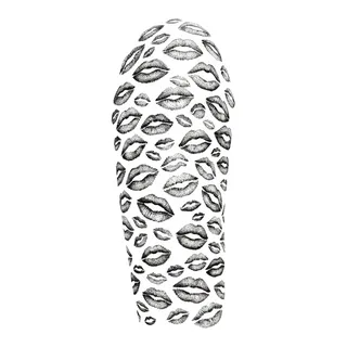 Black and grey dotwork lips tattoo design, drawn flat for a half sleeve
