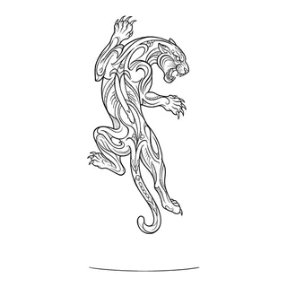 Black and white fine line tattoo design, outline stencil for a half sleeve