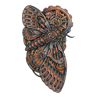 Color biomechanical tattoo design, drawn flat for a half sleeve