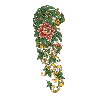 Color illustrative tattoo design, drawn flat for a half sleeve