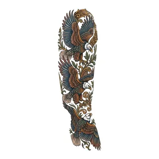 Color illustrative tattoo design, drawn flat for a half sleeve