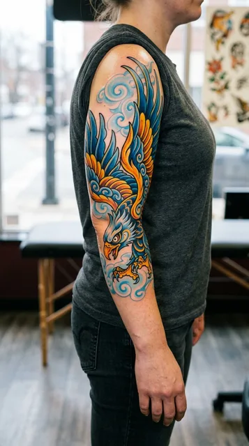 Eagle tattoo on the half sleeve