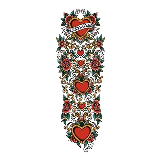 Color traditional tattoo design, drawn flat for a half sleeve