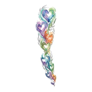 Color watercolor tattoo design, drawn flat for a half sleeve