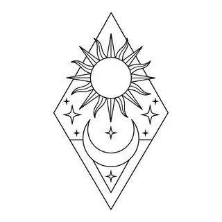 Black and white linework tattoo design, outline stencil for a hand tattoo
