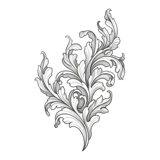 Black and grey ornamental ornament tattoo design, drawn flat for a hand tattoo