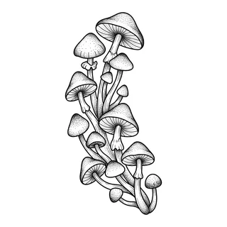 Black and grey dotwork tattoo design, drawn flat for a hip tattoo