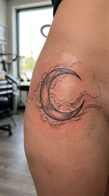 Moon tattoo on the hip