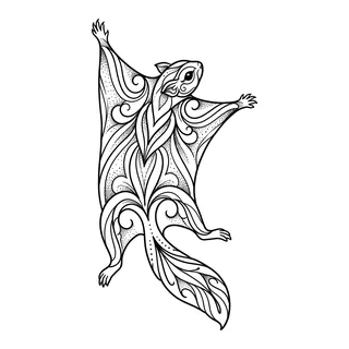 Black and grey ornamental tattoo design, drawn flat for a hip tattoo