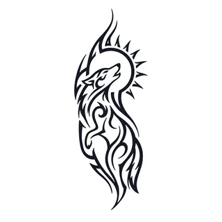 Black and white tribal tattoo design, drawn flat for a hip tattoo