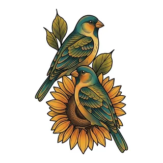 Color new school tattoo design, drawn flat for a hip tattoo