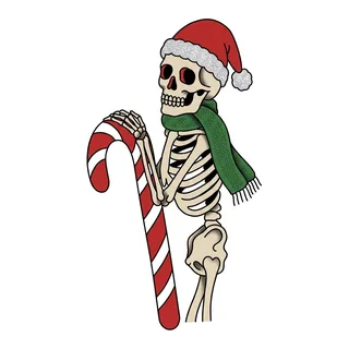 Color traditional skeleton tattoo design, drawn flat for a hip tattoo
