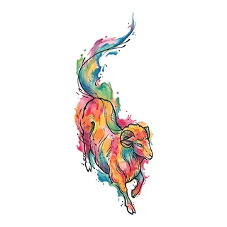 Color watercolor tattoo design, drawn flat for a hip tattoo