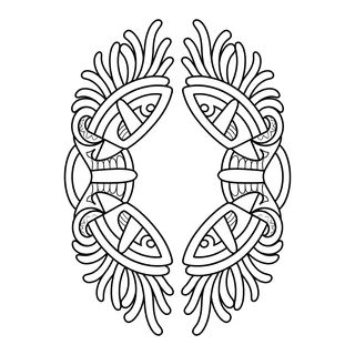 Black and white geometric tattoo design, outline stencil for a knee tattoo