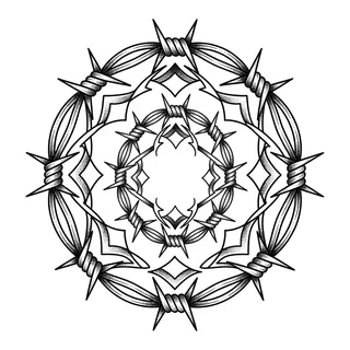 Black and white geometric tattoo design, outline stencil for a knee tattoo