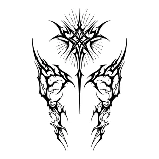 Black and white tribal ornament tattoo design, drawn flat for a knee tattoo