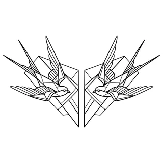 Black and white geometric tattoo design, outline stencil for a lower back tattoo