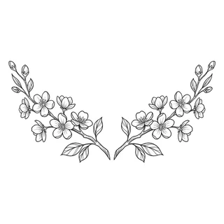 Black and grey illustrative tattoo design, drawn flat for a lower back tattoo