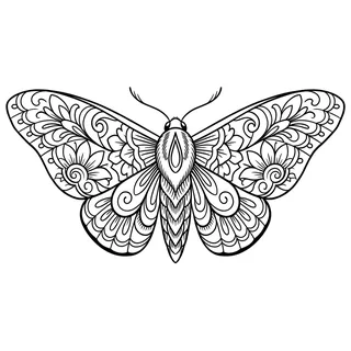 Black and grey ornamental butterfly tattoo design, drawn flat for a lower back tattoo