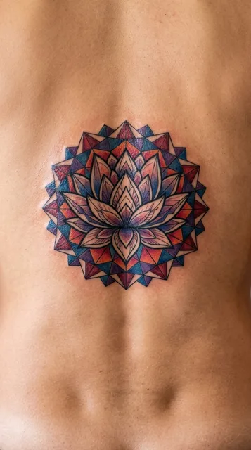 Lotus tattoo on the lower back