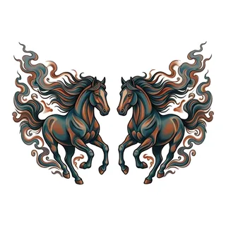 Color illustrative tattoo design, drawn flat for a lower back tattoo