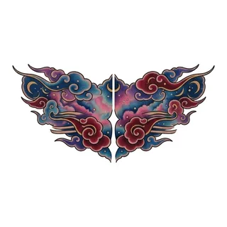 Color Japanese tattoo design, drawn flat for a lower back tattoo