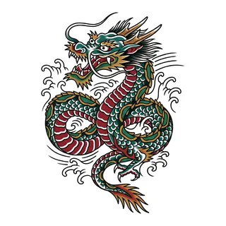 Color traditional tattoo design, drawn flat for a lower back tattoo