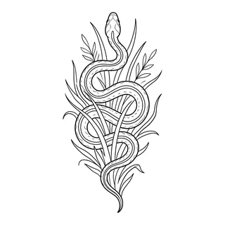 Black and white linework tattoo design, outline stencil for a neck tattoo