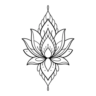 Black and grey ornamental tattoo design, drawn flat for a neck tattoo