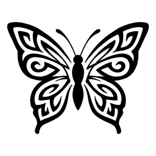 Black and white tribal butterfly tattoo design, drawn flat for a neck tattoo