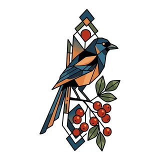 Color geometric tattoo design, outline stencil for a neck tattoo