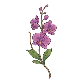 Color illustrative tattoo design, drawn flat for a neck tattoo