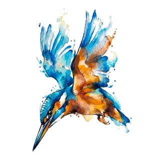 Color watercolor tattoo design, drawn flat for a neck tattoo