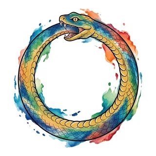 Color watercolor tattoo design, drawn flat for a neck tattoo