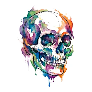 Color watercolor tattoo design, drawn flat for a neck tattoo