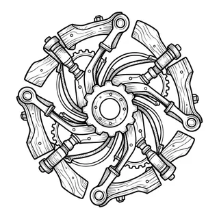 Black and grey biomechanical tattoo design, drawn flat for a palm tattoo