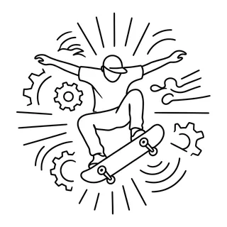 Black and white fine line tattoo design, outline stencil for a palm tattoo