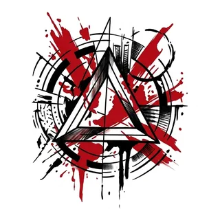 Color geometric triangle tattoo design, outline stencil for a palm tattoo