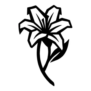 Black and white blackwork lily tattoo design, drawn flat for a ribs tattoo