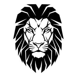 Black and white blackwork lion tattoo design, drawn flat for a ribs tattoo