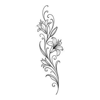 Black and white blackwork tattoo design, drawn flat for a ribs tattoo