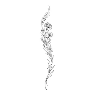 Black and grey dotwork tattoo design, drawn flat for a ribs tattoo