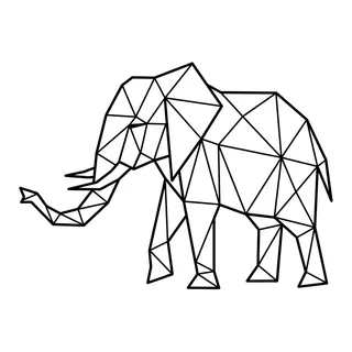 Black and white geometric elephant tattoo design, outline stencil for a ribs tattoo