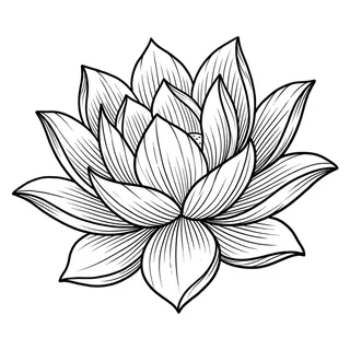 Black and white linework lotus tattoo design, outline stencil for a ribs tattoo