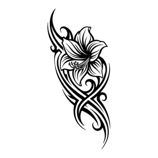 Black and white tribal tattoo design, drawn flat for a ribs tattoo