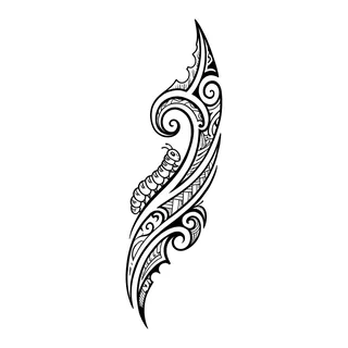 Black and white tribal tattoo design, drawn flat for a ribs tattoo